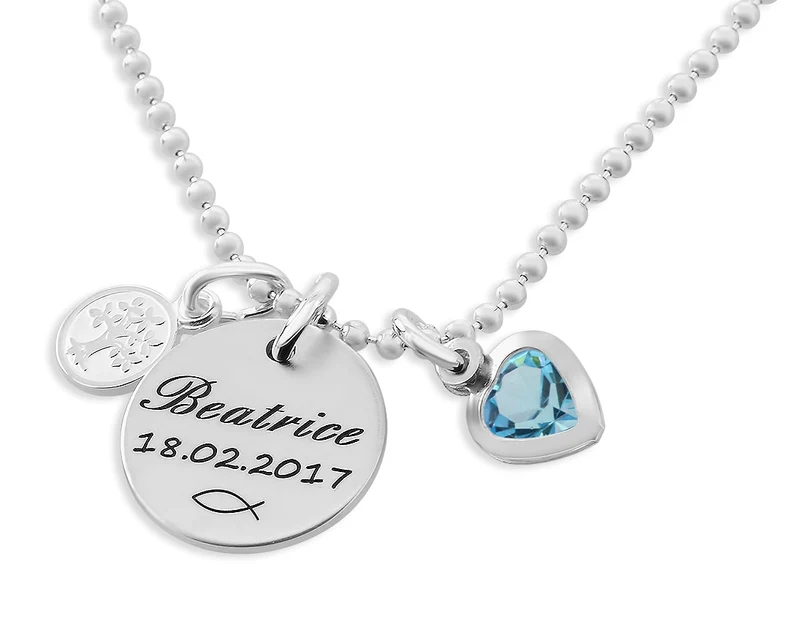 SILBERKETTE MIT GRAVUR LEBENSBAUM ANHÄNGER 925 SILBER