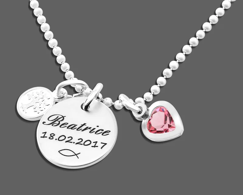 SILBERKETTE MIT GRAVUR LEBENSBAUM ANHÄNGER 925 SILBER