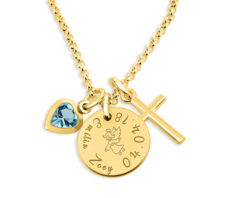 KETTE ZUR TAUFE VERGOLDET, GOLDKETTE, ENGEL SCHMUCK MIT GRAVUR