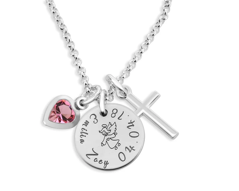 TAUFKETTE MÄDCHEN GRAVUR 925 SILBER NAMENSKETTE TAUFE KREUZ TAUFSCHMUCK