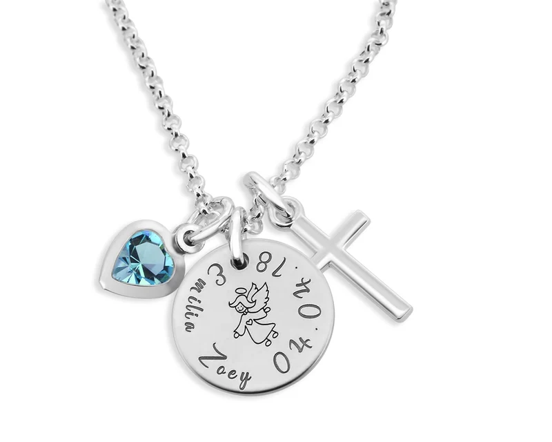TAUFKETTE MÄDCHEN GRAVUR 925 SILBER NAMENSKETTE TAUFE KREUZ TAUFSCHMUCK