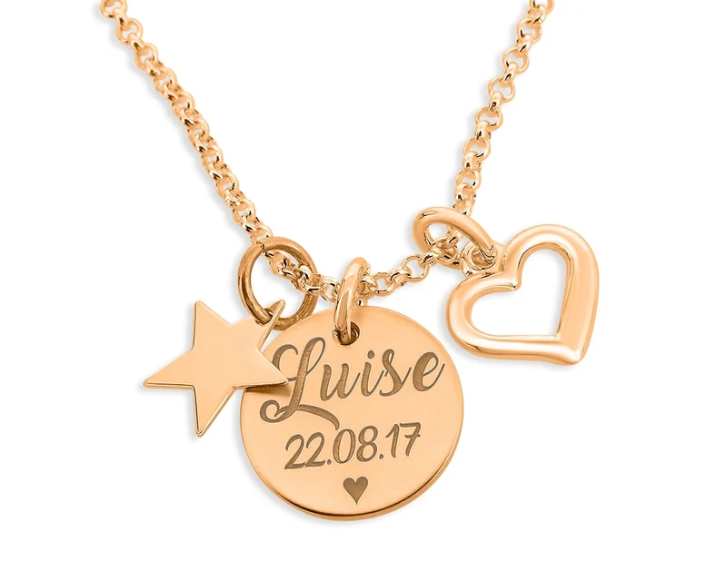 KINDERKETTE ROSÉ VERGOLDET, SCHMUCK MIT GRAVUR, NAMENSKETTE