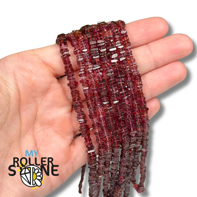 Granat 5A Quadratische Heishi Perle