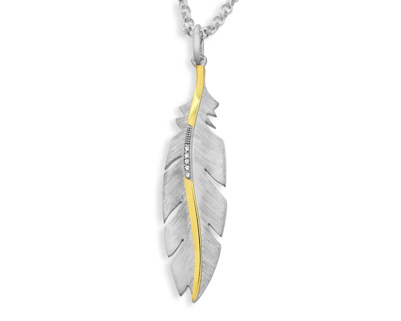 SILBERKETTE MIT FEDER BICOLOR SCHMUCK FEDER HALSKETTE DAMEN