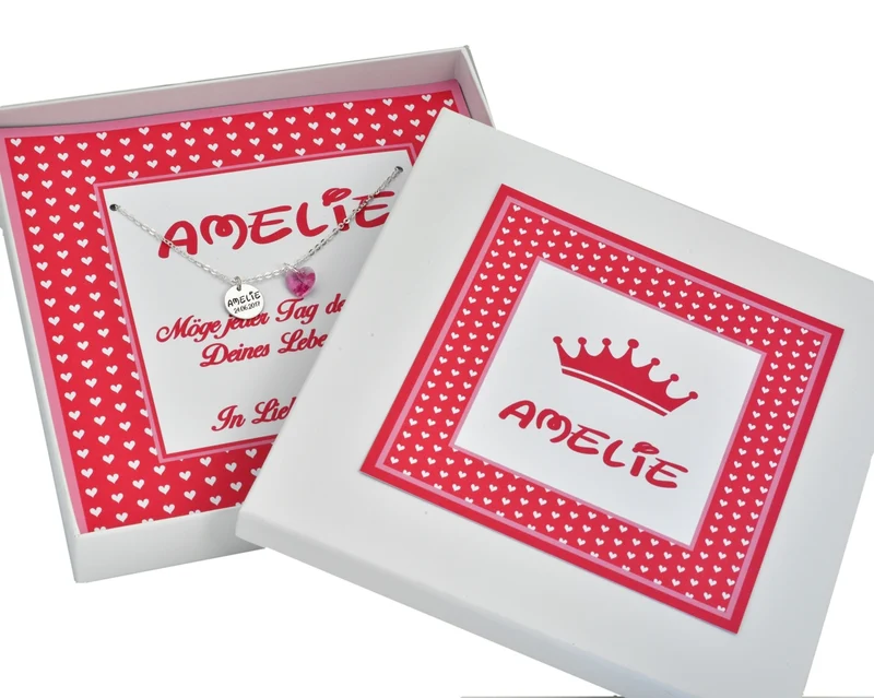 PERONALISIERTE SCHACHTEL HERZKETTE KINDERESCHMUCK KINDERKETTE