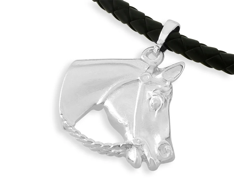 KETTE PFERDEKOPF, ANHÄNGER PFERD, SILBERSCHMUCK, PFERDE HALSKETTE