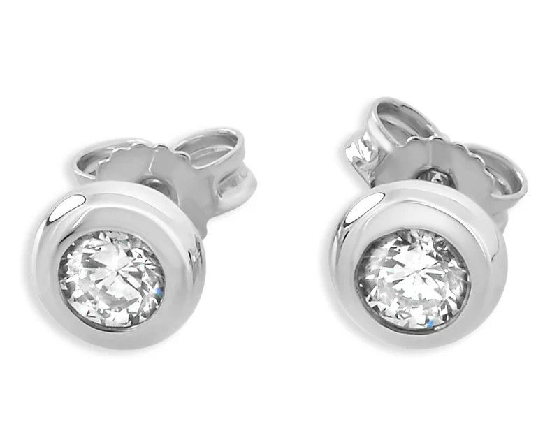 KRISTALL OHRSTECKER WEIß, SILBER OHRRINGE, SILBERSCHMUCK
