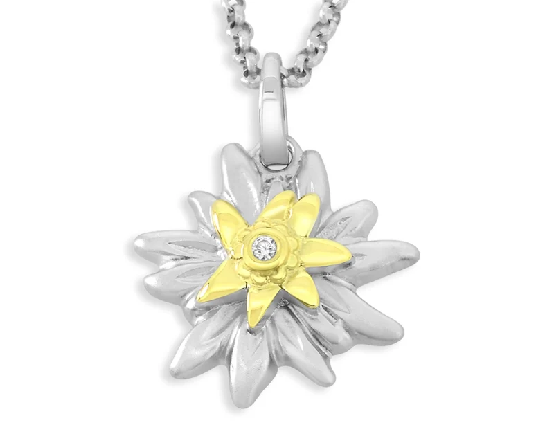 HALSKETTE BLUME DAMEN SCHMUCK BLÜTE SILBER GOLD SILBERSCHMUCK BLUMEN