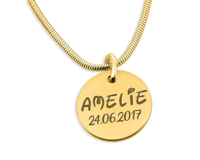 HALSKETTE MÄDCHEN GOLD GRAVUR KINDERKETTE MIT NAMEN GESCHENK TOCHTER
