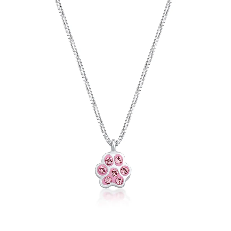 Halskette Pfote | Mit Kristallen von Swarovski® (Rosa)