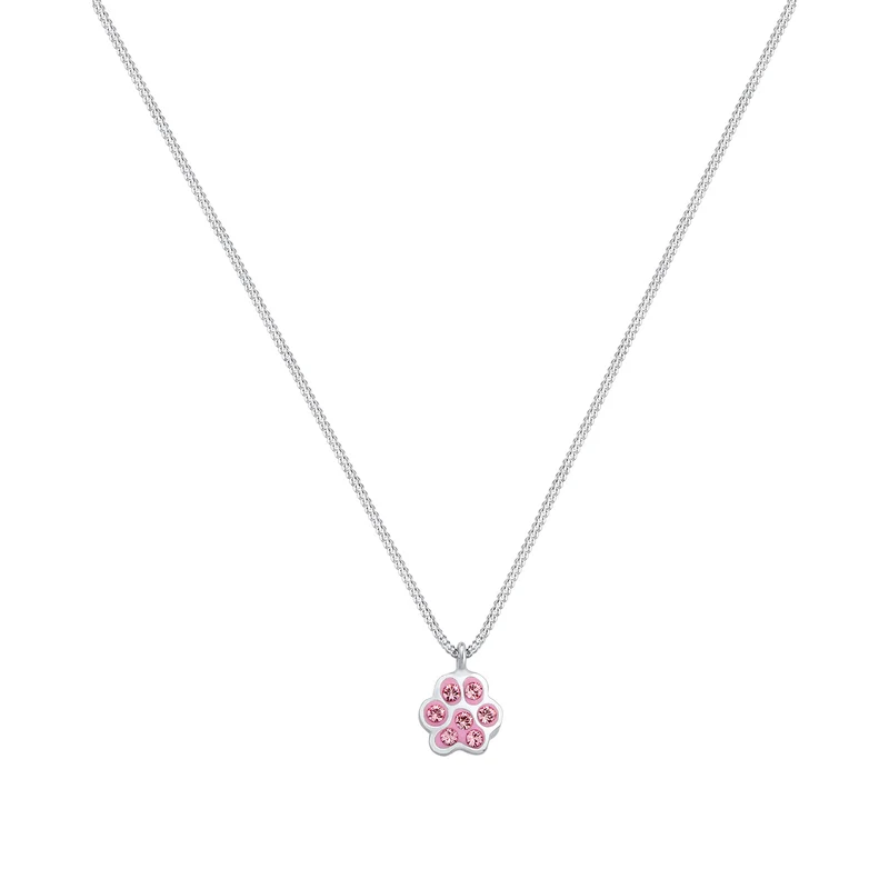 Halskette Pfote | Mit Kristallen von Swarovski® (Rosa)