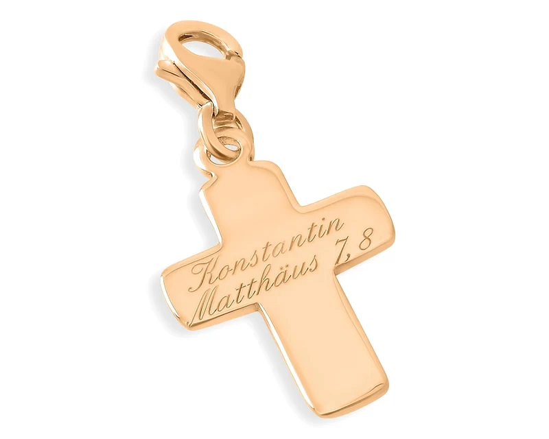 ANHÄNGER KREUZ ROSÉ VERGOLDET TAUFE KETTENANHÄNGER TAUFKREUZ CHARM