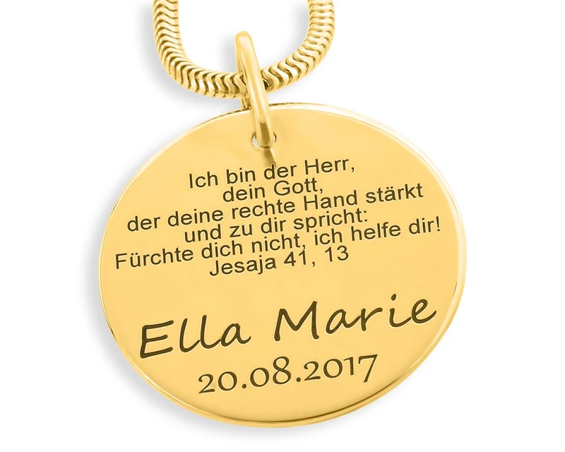 NAMENSKETTE GOLD, TAUFSCHMUCK MIT GRAVUR, TAUFE, GESCHENKIDEE GEBURT