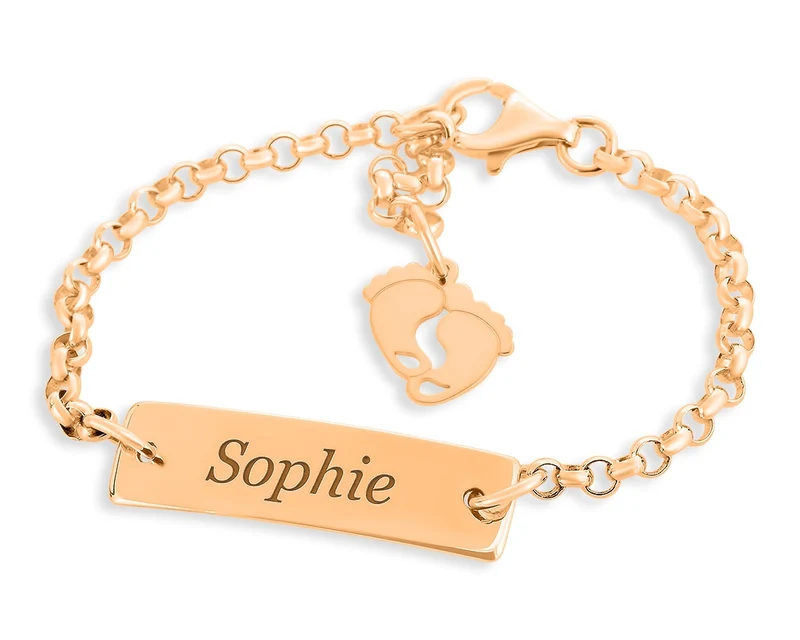 TAUFARMBAND ROSÉGOLD MÄDCHEN GRAVUR GESCHENK ZUR TAUFE, BABY SCHMUCK, NAMENSCHMUCK