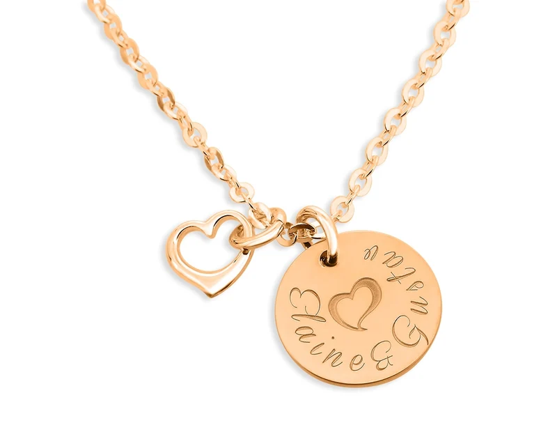 KETTE ROSÉ VERGOLDET, HERZ ANHÄNGER, GRAVUR, GESCHENK MAMA
