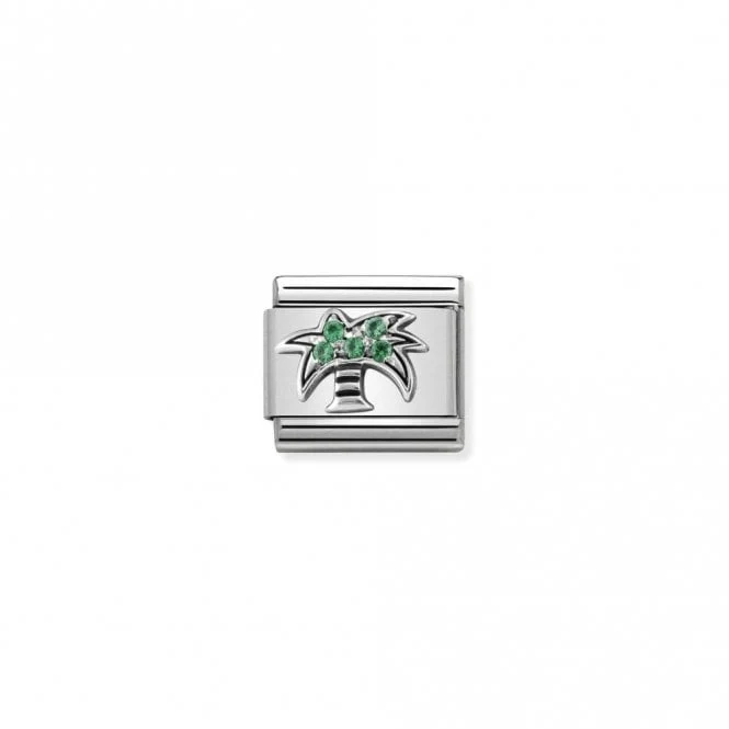 Classic Silver CZ Palm in Green Flowers & Nature Charms