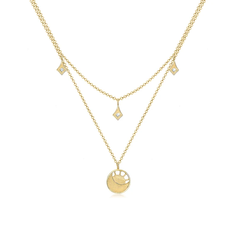 Halskette Plättchen Astro | Mit Kristallen von Swarovski® (Weiß)