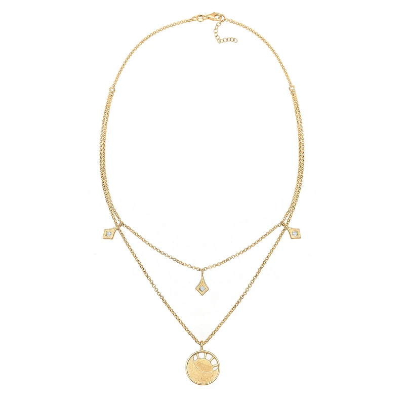 Halskette Plättchen Astro | Mit Kristallen von Swarovski® (Weiß)