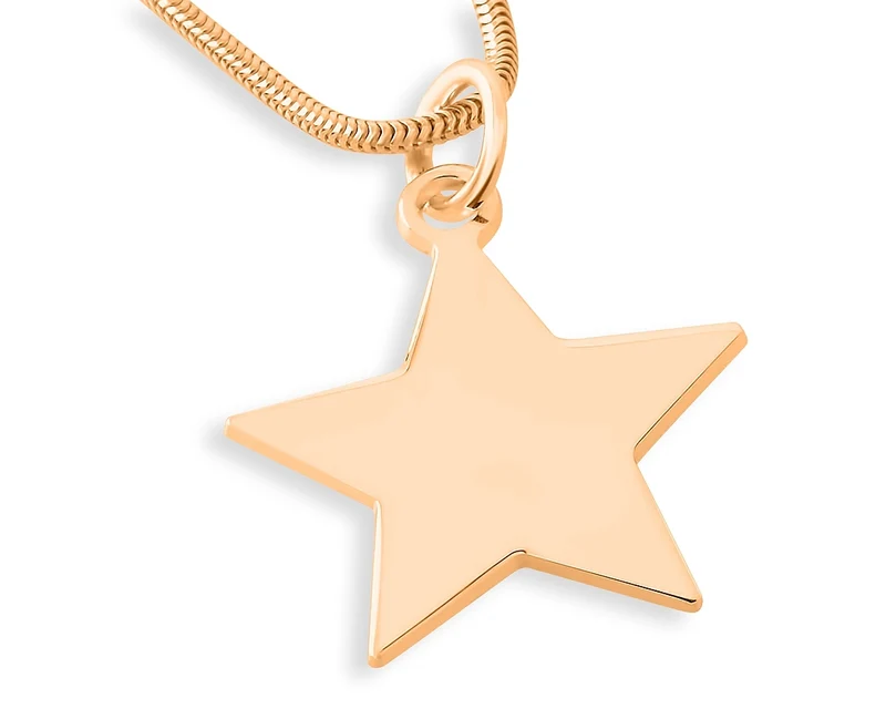 KETTE ROSÉ VERGOLDET, STERN KETTE MIT GRAVUR, DAMENSCHMUCK,