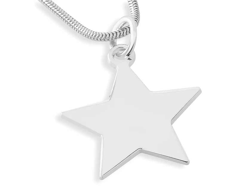 SILBERKETTE STERN GRAVUR SCHMUCK DAMENSCHMUCK STERNENSCHMUCK 925 SILBER