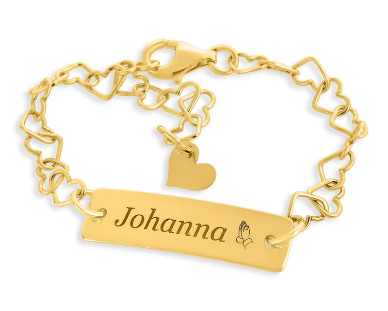 TAUFARMBAND MÄDCHEN GOLD PERSONALISIERBAR SCHMUCK TAUFE GRAVUR NAME HERZ