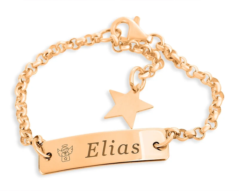 BABY ARMBAND ROSÉGOLD, ID ARMBAND, NAMENSSCHMUCK, ENGEL