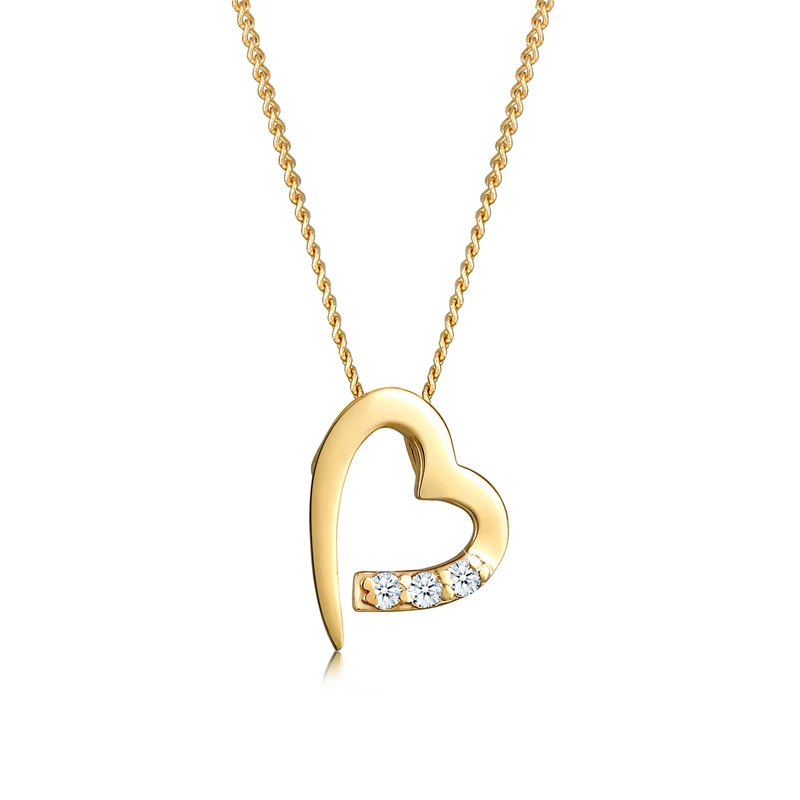 Halskette Cut-Out Herz | Diamant (Weiß, 0,045 ct)