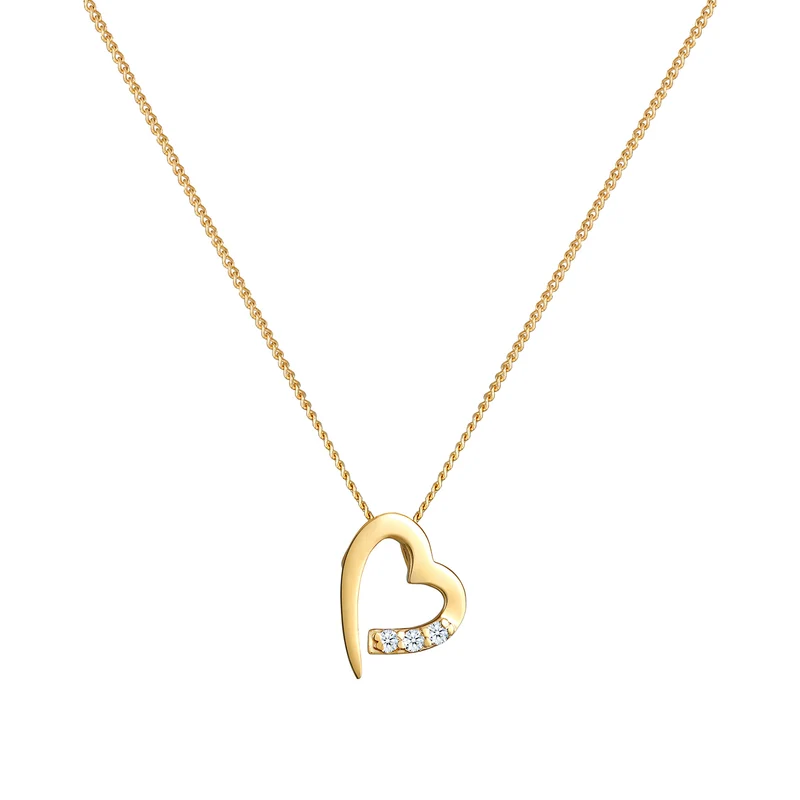 Halskette Cut-Out Herz | Diamant (Weiß, 0,045 ct)