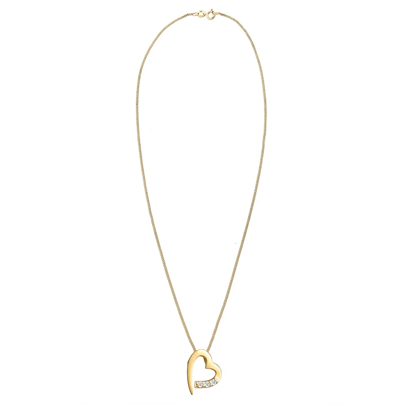Halskette Cut-Out Herz | Diamant (Weiß, 0,045 ct)