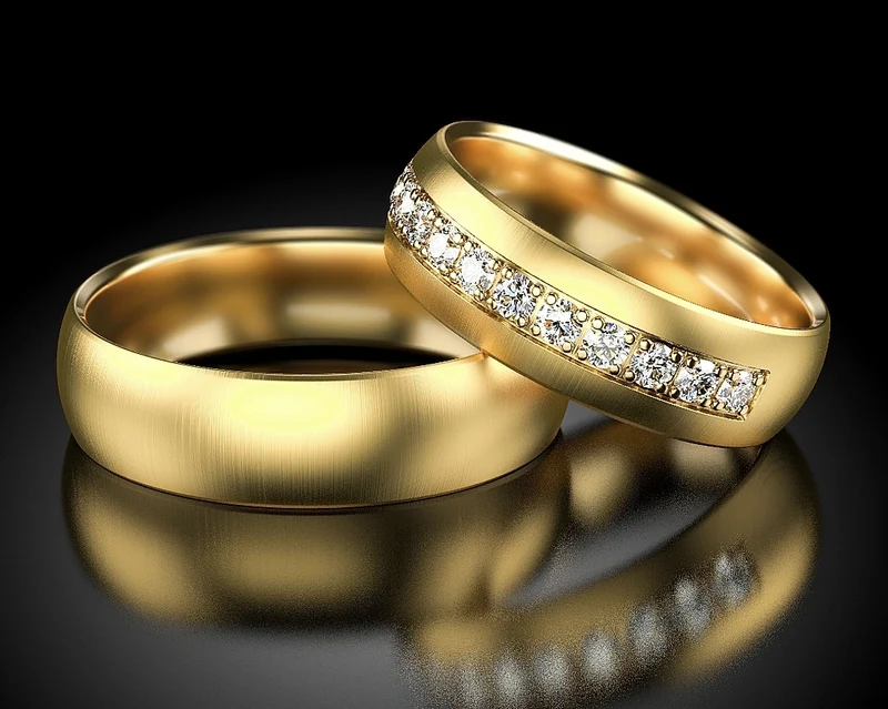 BESONDERE TRAURINGE MIT BRILLANTEN, 333/- GOLD, ELEGANT