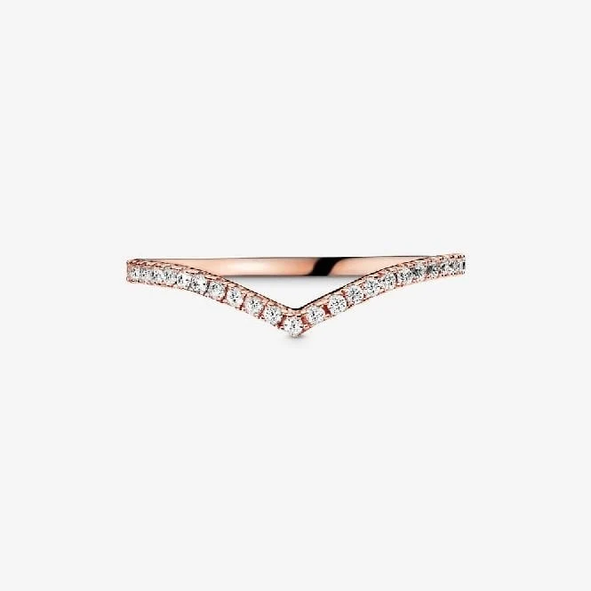 Rose Sparkling Wishbone Ring, Size 44