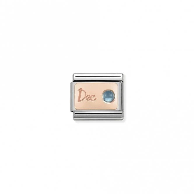Classic Rose Gold December Light Blue Topaz Birthday & Birthstones Charms