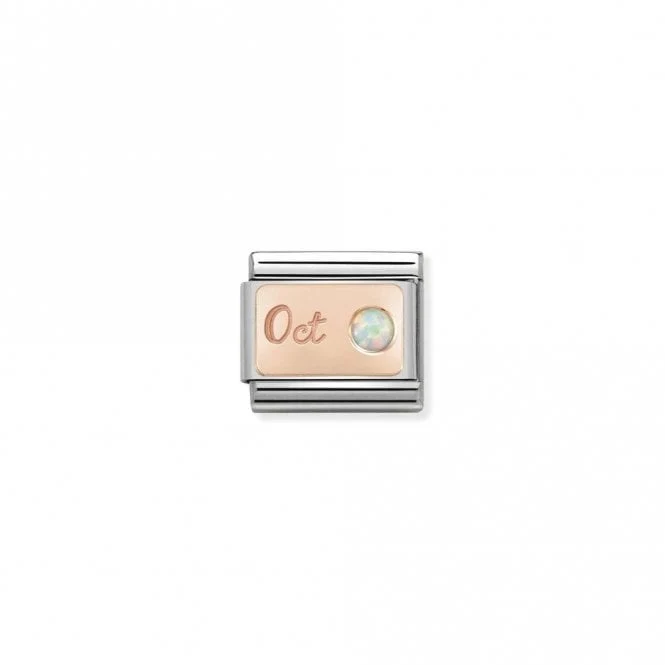 Classic Rose Gold October White Opal Birthday & Birthstones Charms