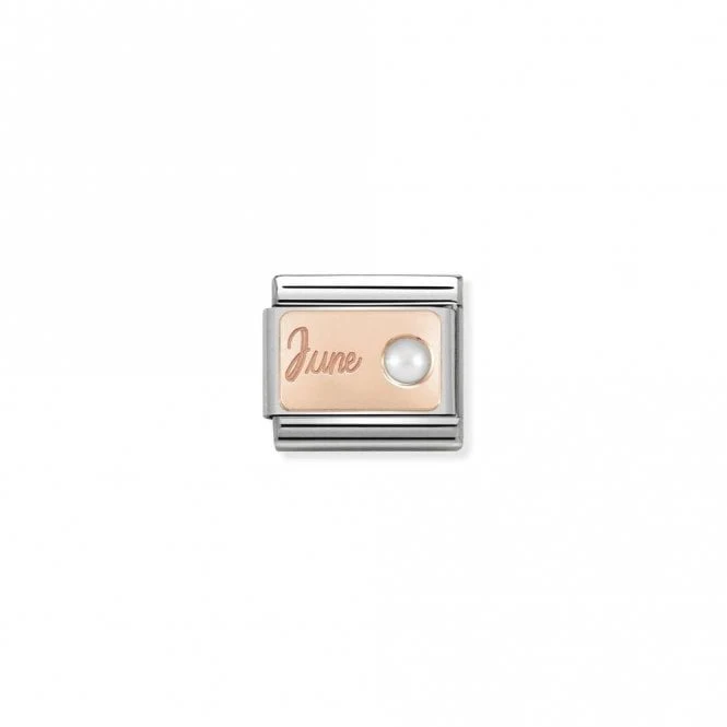 Classic Rose Gold June White Pearl Birthday & Birthstones Charms