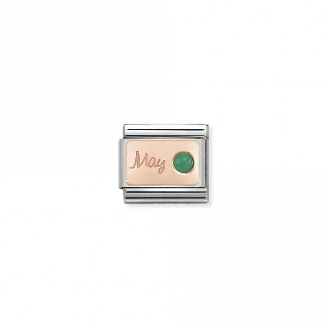 Classic Rose Gold May Emerald Birthday & Birthstones Charms