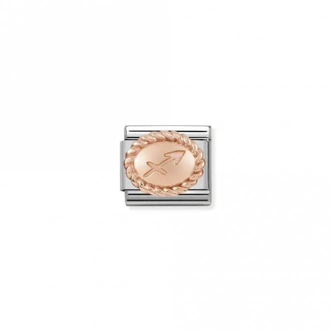 Classic Rose Gold Sagittarius Oval Zodiac Charms