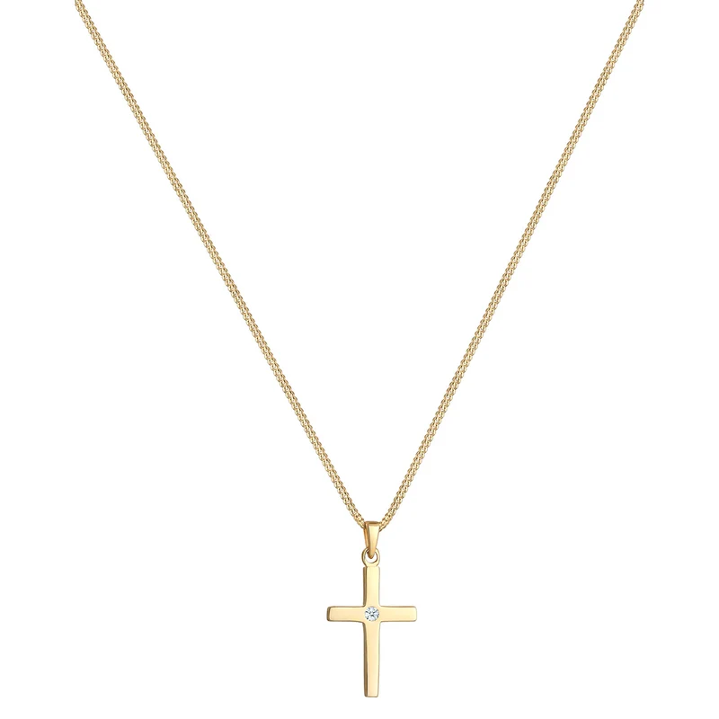 Halskette Kreuz | Diamant (Weiß, 0,015 ct)