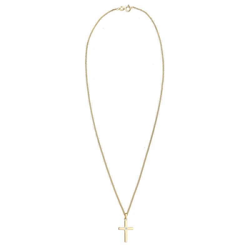 Halskette Kreuz | Diamant (Weiß, 0,015 ct)