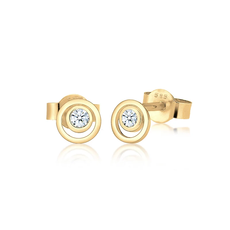 Ohrstecker Kreis | Diamant ( Weiß, 0,06 ct )