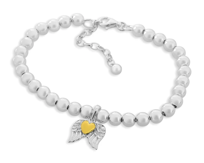 KUGELARMBAND, ANHÄNGER FLÜGEL, HERZ, SILBERSCHMUCK