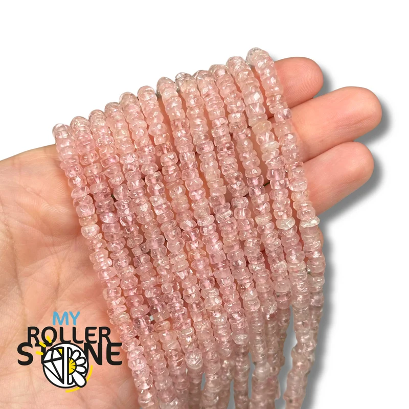 Facettierte Heishi Perle Rosenquarz 5A