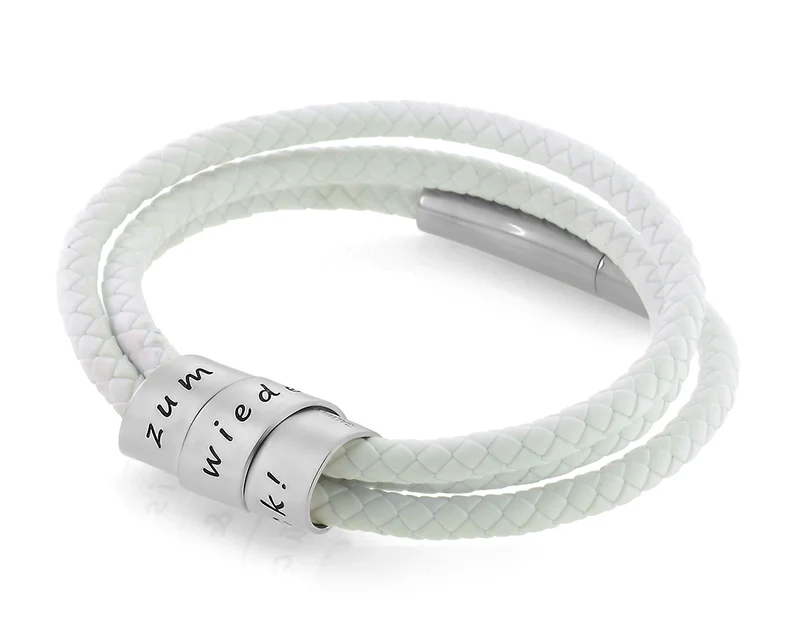 HERREN ARMBAND WEISS MÄNNERARMBAND WEIß MIT GRAVUR ARMBAND PERSONALISIERT