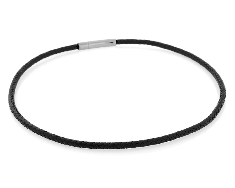MÄNNERSCHMUCK HERREN HALSKETTE SCHWARZ 4 MM, KAUTSCHUK KETTE