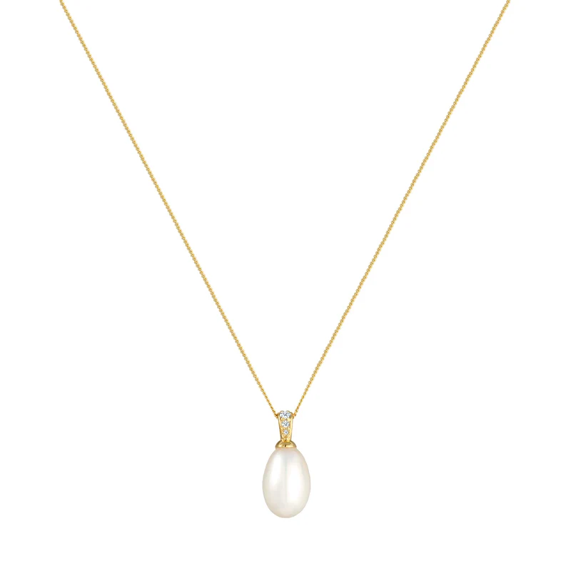 Halskette | Süßwasserperle, Diamant (Weiß, 0,05 ct)
