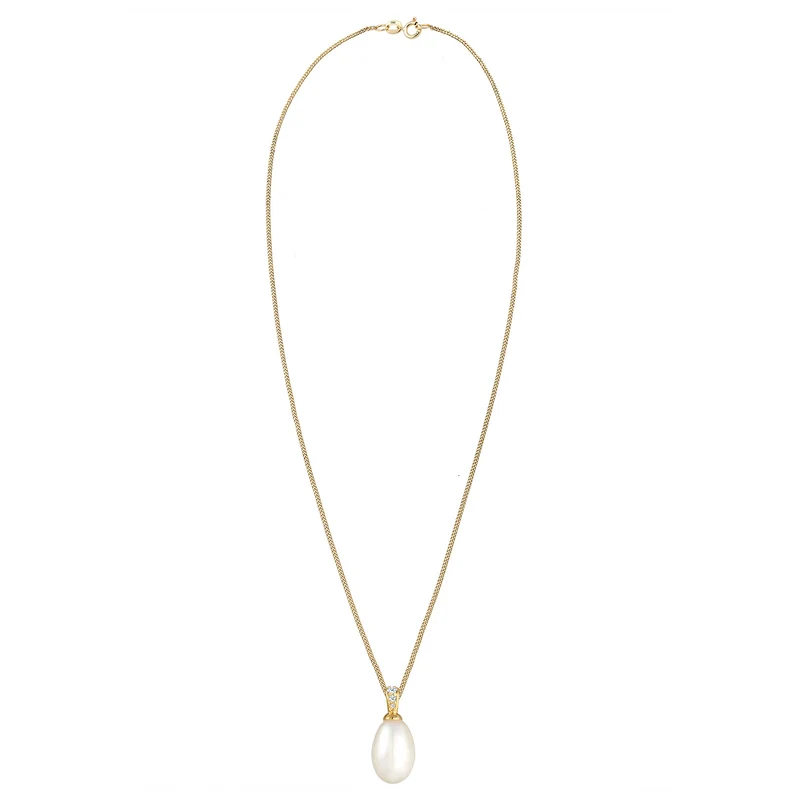 Halskette | Süßwasserperle, Diamant (Weiß, 0,05 ct)