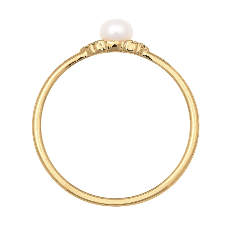 Verlobungsring | Süßwasserperle, Diamant ( Weiß, 0,03 ct )