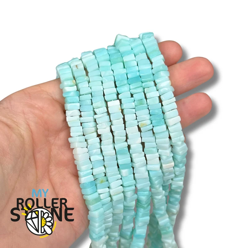 5A Peruanische blaue Opal-Quadrat-Heishi-Perle