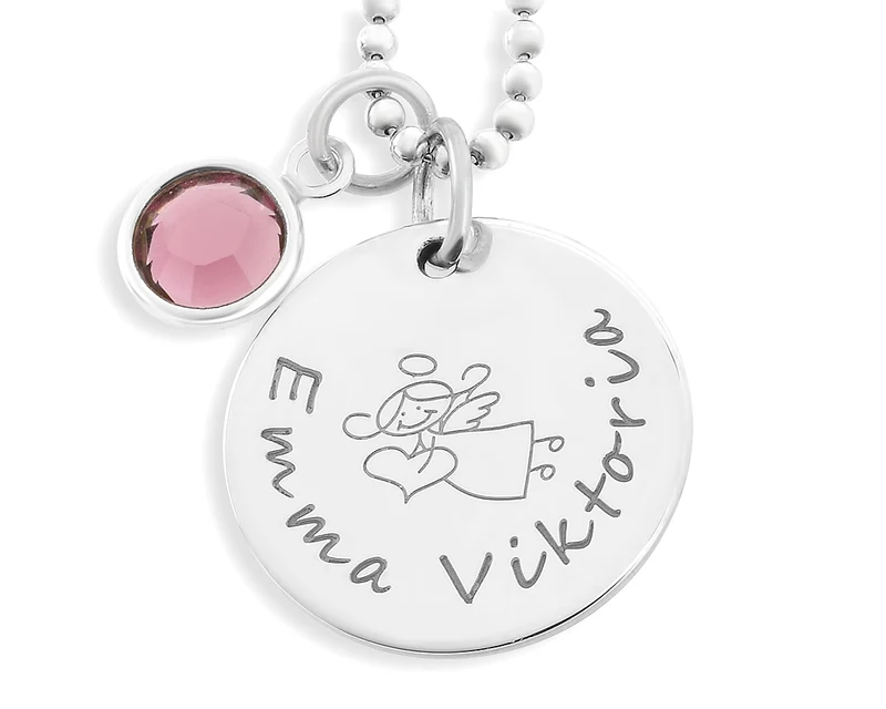 ENGELSCHMUCK TAUFKETTE GRAVUR NAMENSKETTE 925 SILBER MÄDCHEN GESCHENK ZUR GEBURT