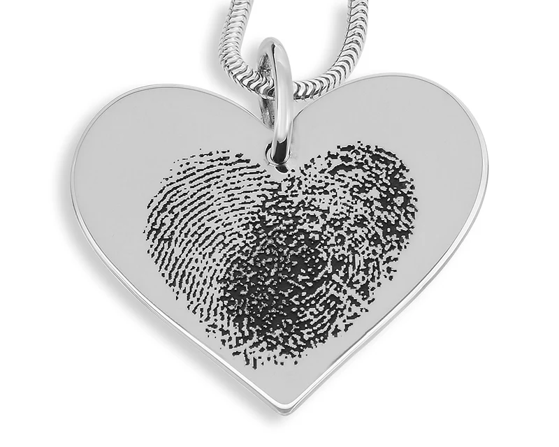 FINGER ABDRUCK HERZ HALSKETTE MIT FINGERABDRUCK SILBERSCHMUCK DAMEN