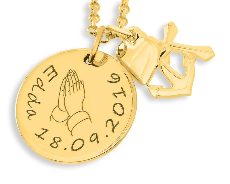 GESCHENK ZUR TAUFE GEBURT TAUFSCHMUCK GOLD SCHMUCK KREUZ HERZ ANKER KETTE